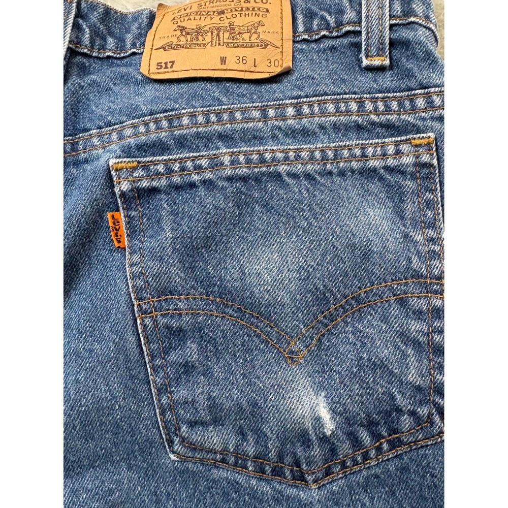 Vintage 90s Levis 517 Orange Tab Bootcut Jeans Made USA Men W36 L30 - Picture 2 of 10